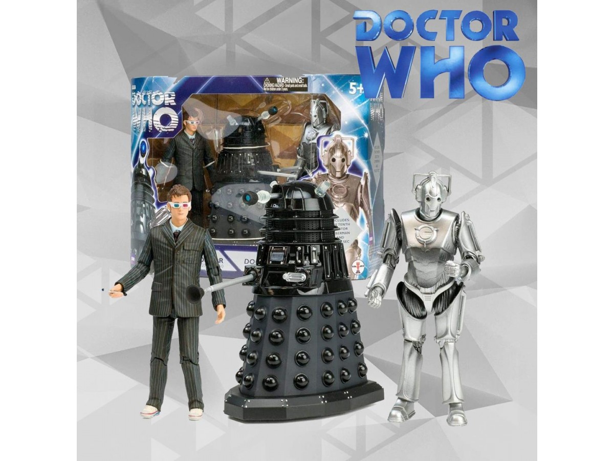 Doctor Who 10th Doctor , Cyberman And Dalek Doomsday Set- Underground Toys