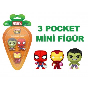 Funko 3-Pack Carrot Pocket Pop: Marvel Spider-Man, Hulk Iron Man Boobleheads