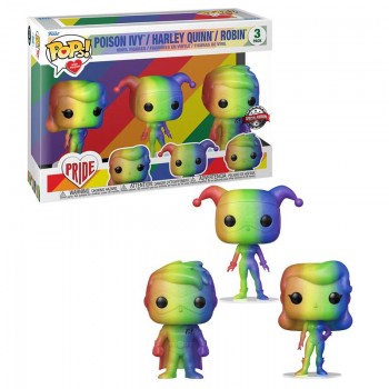 Funko Pop DC Pride: 3-Pack Heroes - Poison Ivy, Harley Quinn, Robin Special Edition
