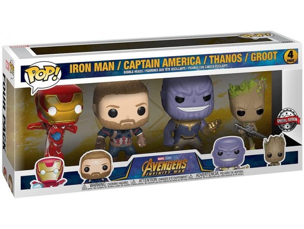 Funko Pop Marvel Classic - Iron Man Thanos Groot C.A. 4lü Set Amazon Exclusive