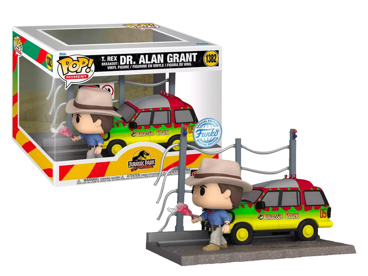 Funko Pop Moment Jurassic Park 30th Anniversary T-Rex Breakout Doctor Alan Grant Car Special Edition