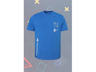 Lisanslı PlayStation Mavi Controller Sembol T-Shirt XL