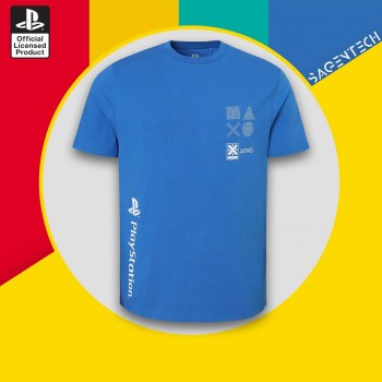 Lisanslı PlayStation Mavi Controller Sembol T-Shirt XL