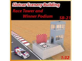 MHS Race Tower and Winner Podium 1:32 Maketi Boyasız