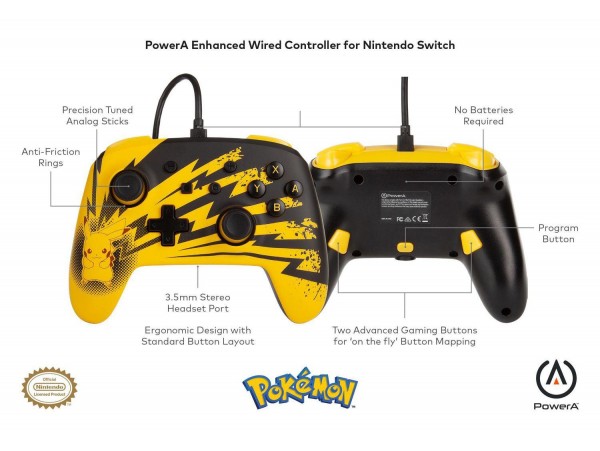 Pokemon Enhanced Kablolu Controller Lisanslı Powera