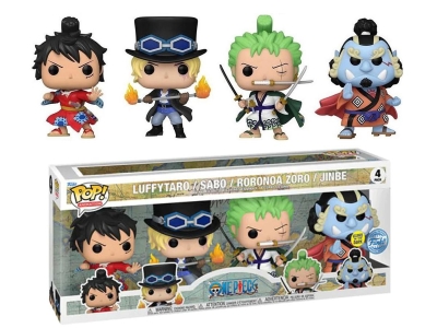 Funko Pop 4-Pack One Piece Monkey D. Luffy, Roronoa Zoro, Jimbei And Sabo Glows in The Dark