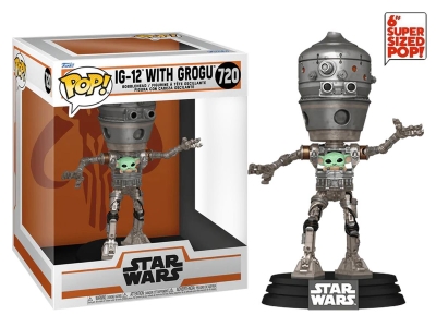 Funko Pop Deluxe Disney Star Wars The - Ig-12 With Grogu No:720 Bobble-Head