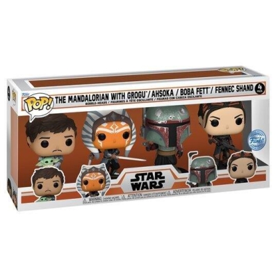 Funko Pop Disney 4-Pack: Star Wars - The Mandalorian with Grogu / Ashoka / Boba Fett / Fennec Shand