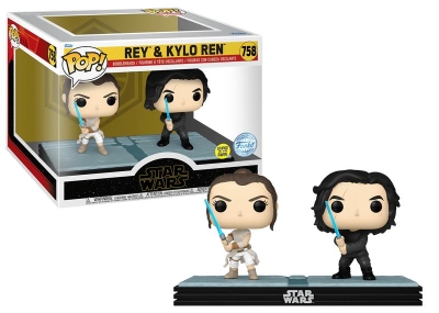 Funko Pop Moment Disney Star Wars - Rey & Kylo Ren Glows İn The Dark Special Edition No:758