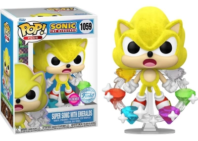 Funko Pop Plus Sonic The Hedgehog - Super Sonic With Emeralds Flocked Special Edition No:1059