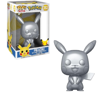 Funko Pop Pokemon 25Th Pikachu Silver Metallic - 10 Inc Büyük Boy 25cm
