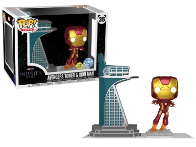Funko Pop Town: Marvel The Infinity Saga Avengers Tower & Iron Man Glows İn The Dark