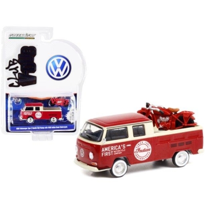 Greenlight 1968 VW Type 2 Pickup with 1920 Indian Scout Motorcycle 1-64