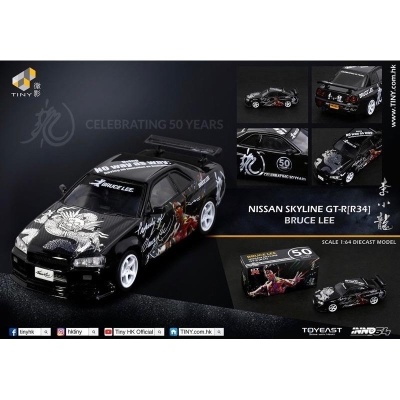 Inno64 X Tiny 1/64 Nissan Skyline Gt-R R34 Bruce Lee Legacy 50 Year Anniversary