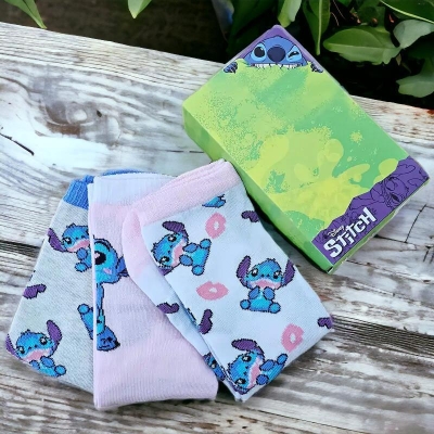 Lisanslı Disney Stitch 3'lü Bayan Çorap Seti Özel Kutulu 36-40