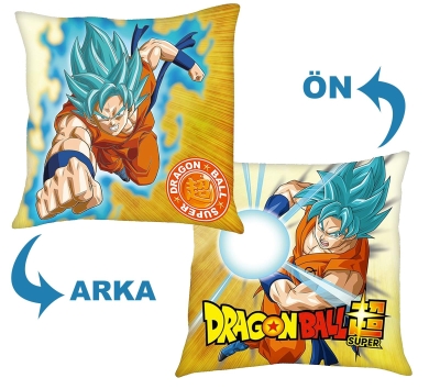 Lisanslı Dragonball Super Goku Yastık 40x40cm Çift Taraflı