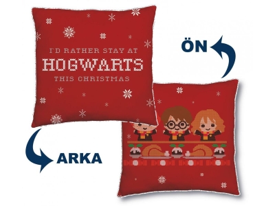 Lisanslı Harry Potter Yılbaşı Temalı Yastık 40x40cm Çift Taraflı