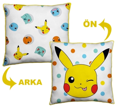 Lisanslı Pokemon Pikachu Yastık 40x40cm Çift Taraflı