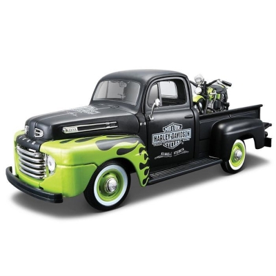 Maisto 1948 Model Ford F-1 Pickup + 1948 Model FL Panh 1:24 Harley Davidson