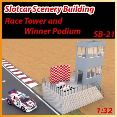 MHS Race Tower and Winner Podium 1:32 Maketi Boyasız