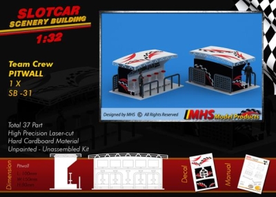 MHS Team Crew Pitwall 1:32 Maketi Boyasız