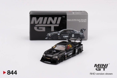 Mini GT 1/64 Nissan LB-ER34 Super Silhouette Skyline Black No:844