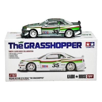 Mini GT 1/64 Nissan Skyline Gt-R (R34) Tamiya X  The Grasshopper Chase