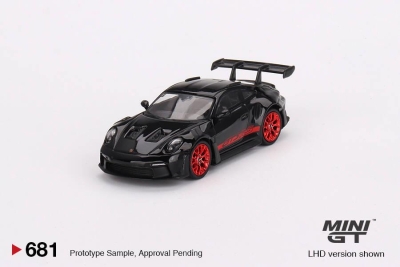 Mini Gt 1/64 Porsche 911 (992) GT3 RS Black with Pyro Red