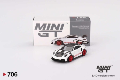 Mini Gt 1/64 Porsche 911 (992) Gt3 Rs Weissach White With Pyro Red No:706