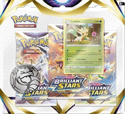 Pokemon Tcg Brilliant Stars Premium Checklane 3 Booster Paket + Leafeon
