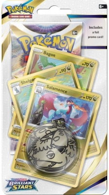 Pokemon Tcg Brilliant Stars Premium Checklane Booster + Salamence, Shelgon, Bagon