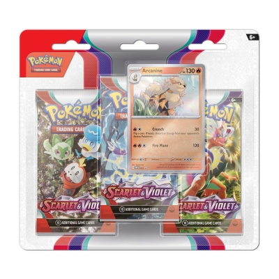 Pokemon Tcg Scarlet and Violet Premium Checklane 3 Booster Paket + Arcanine