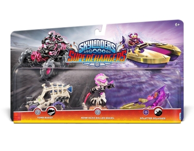 Skylanders Superchargers Tomb Buggy + Bone Bash Roller + Splatter Splasher Figür