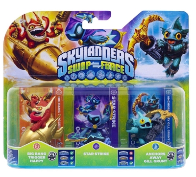 Skylanders Swap Force Big Bang Trigger + Star Strike + Gill Grunt Figür
