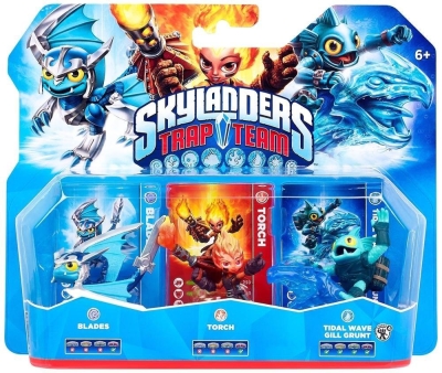 Skylanders Trap Team Blades + Torch + Tidal Wave Gill Grunt Figür