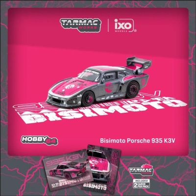 Tarmac Works X iXO Models 1/64 Bisimoto Porsche 935 K3V with Tarmac Cards Combo Set